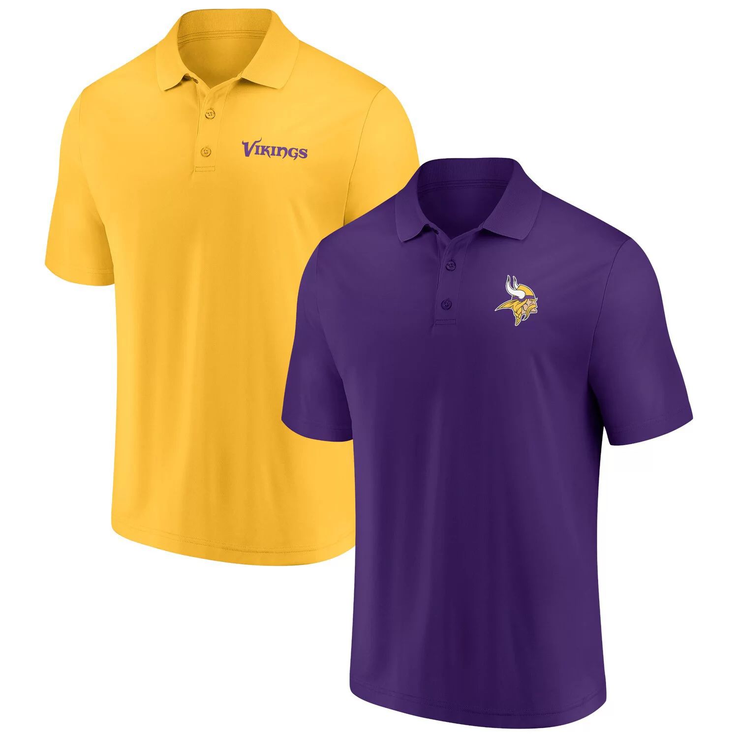Мужской комплект из двух футболок-поло с фирменным логотипом Minnesota Vikings Dueling фиолетового/золотого цвета Fanatics комплект из двух мужских зеленых футболок с фирменным логотипом minnesota wild wordmark fanatics