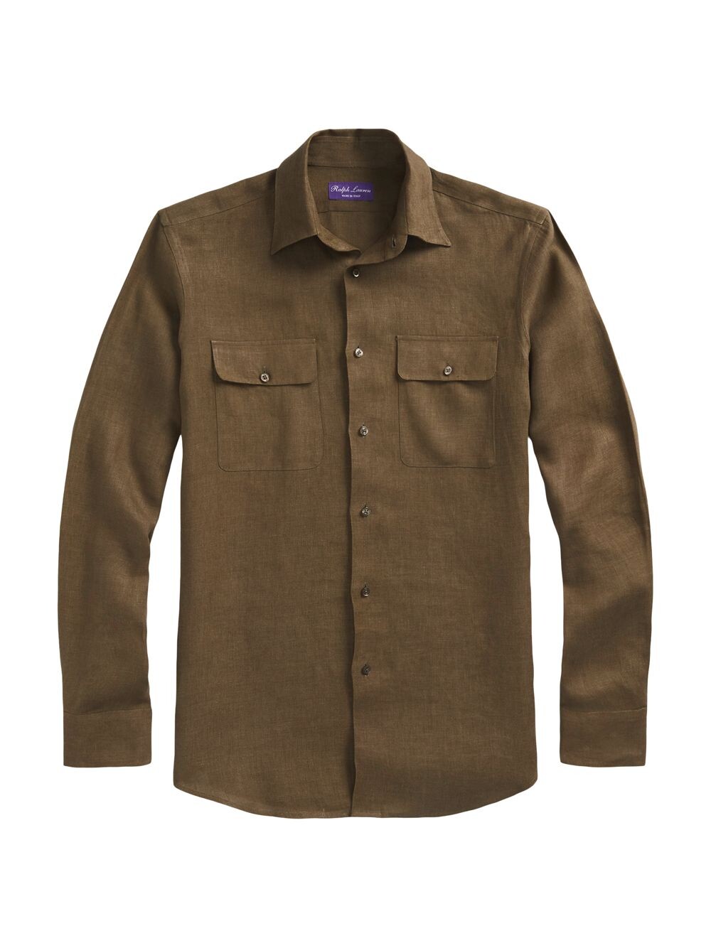 

Норфолкская льняная рубашка Ralph Lauren Purple Label, оливковый