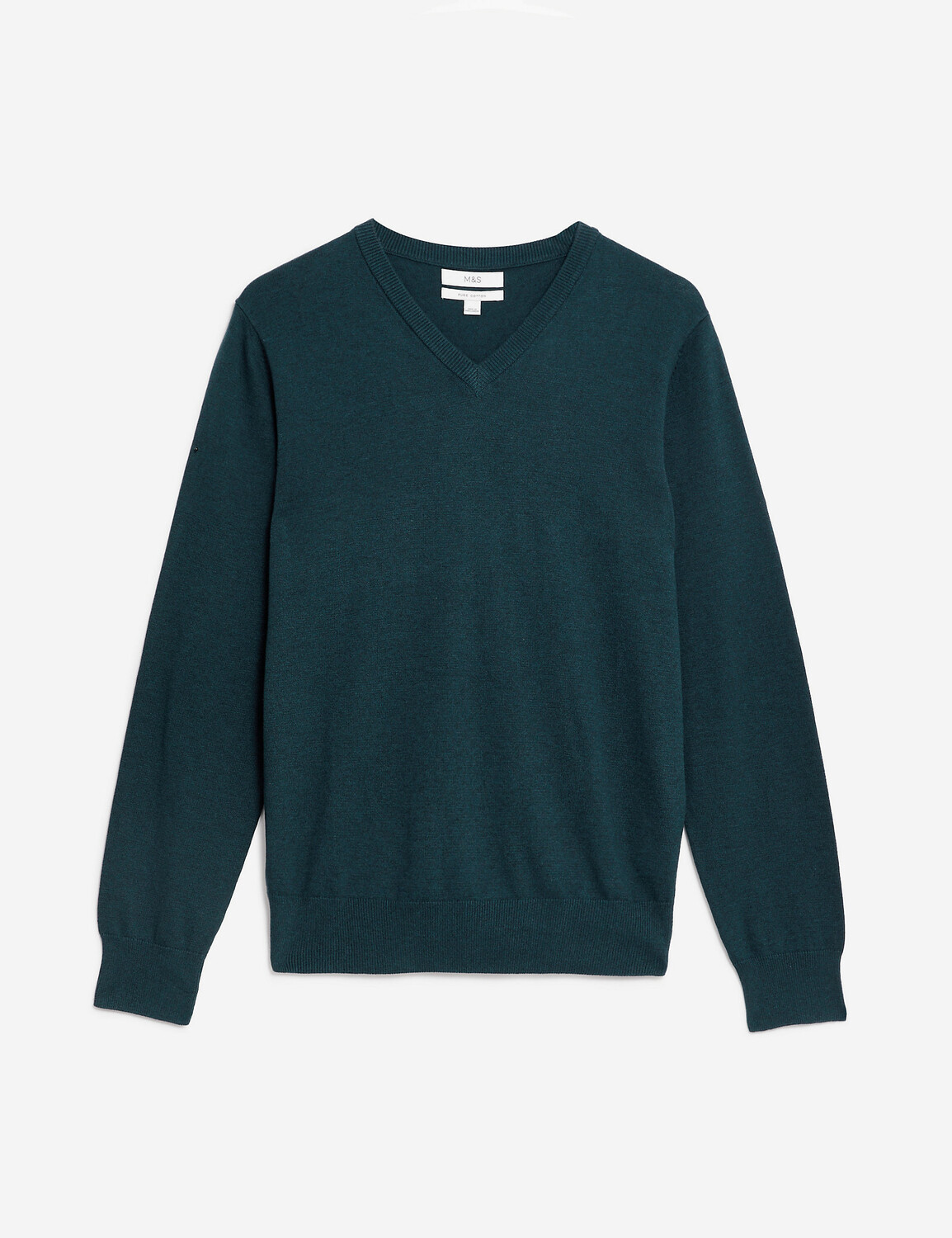 

Вязаный джемпер из чистого хлопка с V-образным вырезом Marks & Spencer