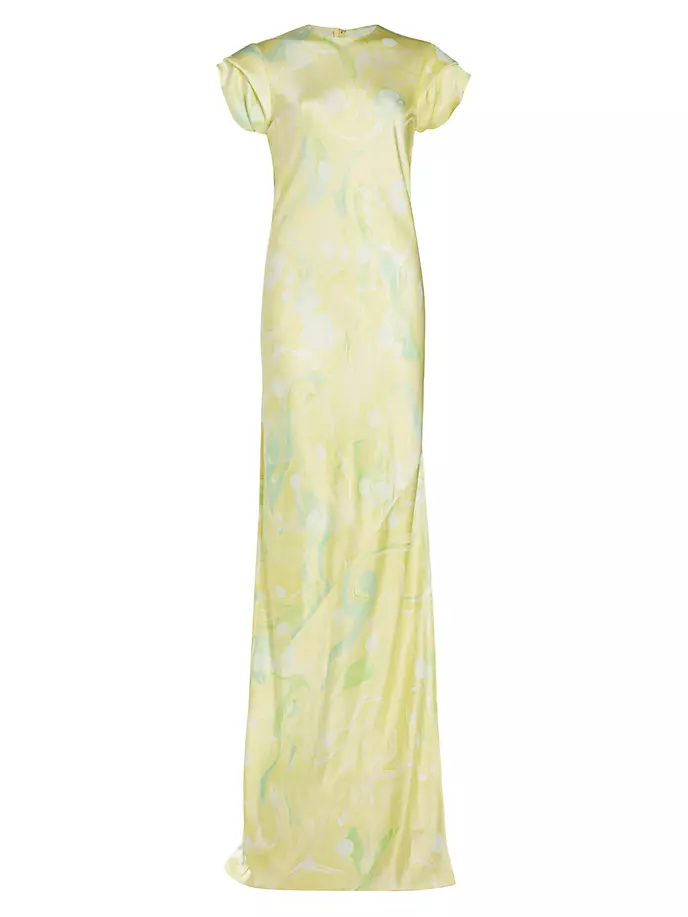 цена Шелковое платье-комбинация Nausheen с абстрактным узором Alejandra Alonso Rojas, цвет green print