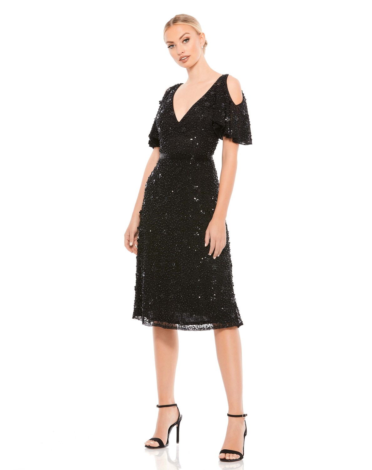 

Украшенное коктейльное платье с открытыми плечами Mac Duggal, черный