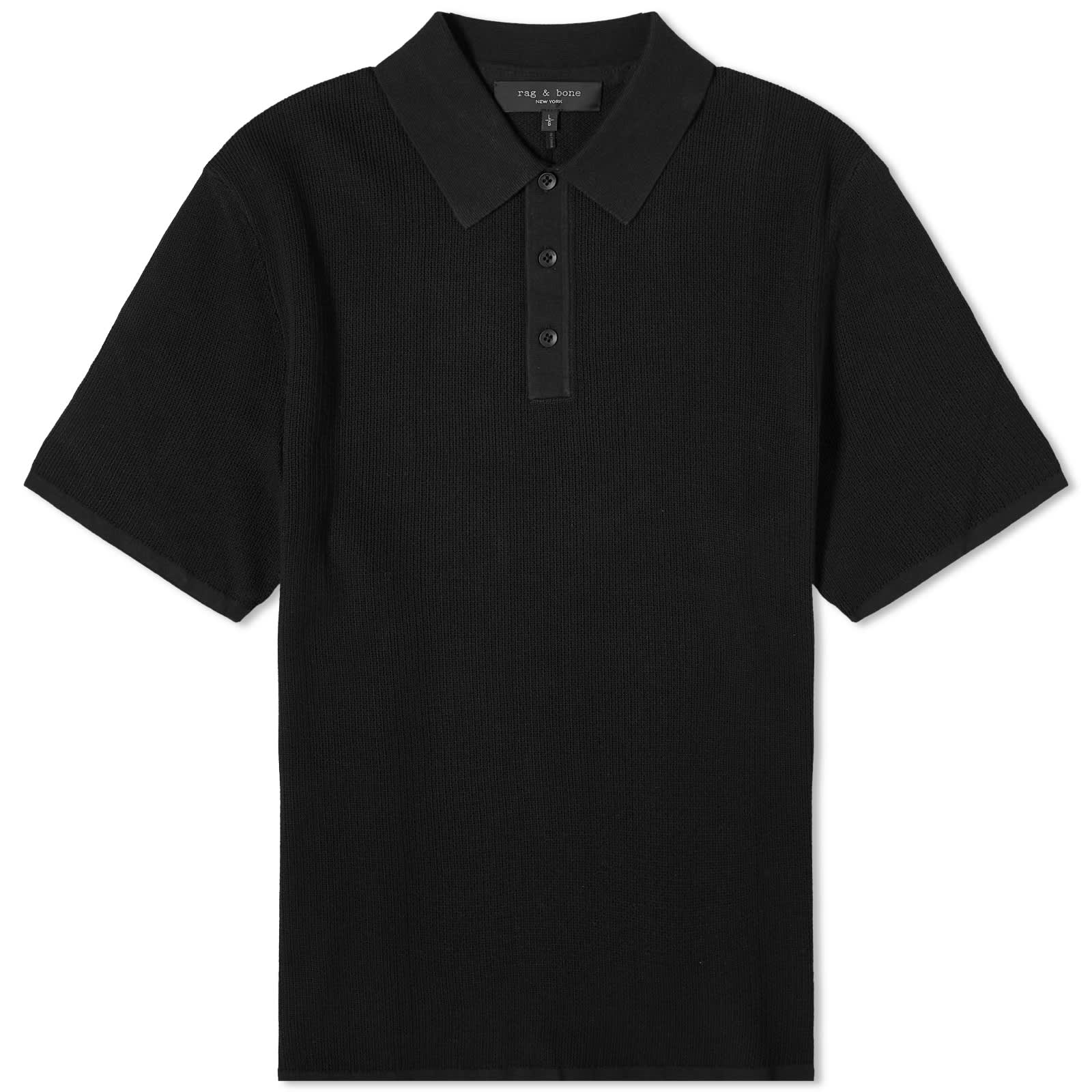 Рубашка Rag & Bone Harvey Knit Polo, черный хлопковое поло harvey knit rag