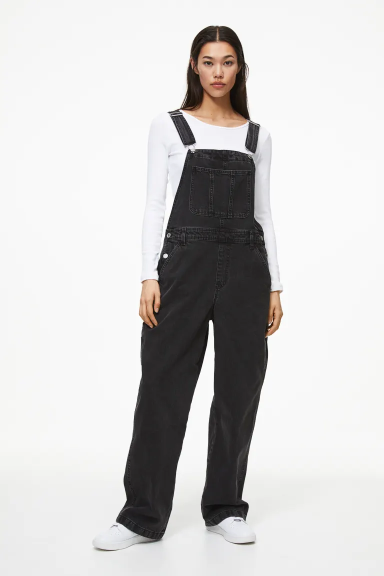 

Джинсовый комбинезон прямой H&M, черный