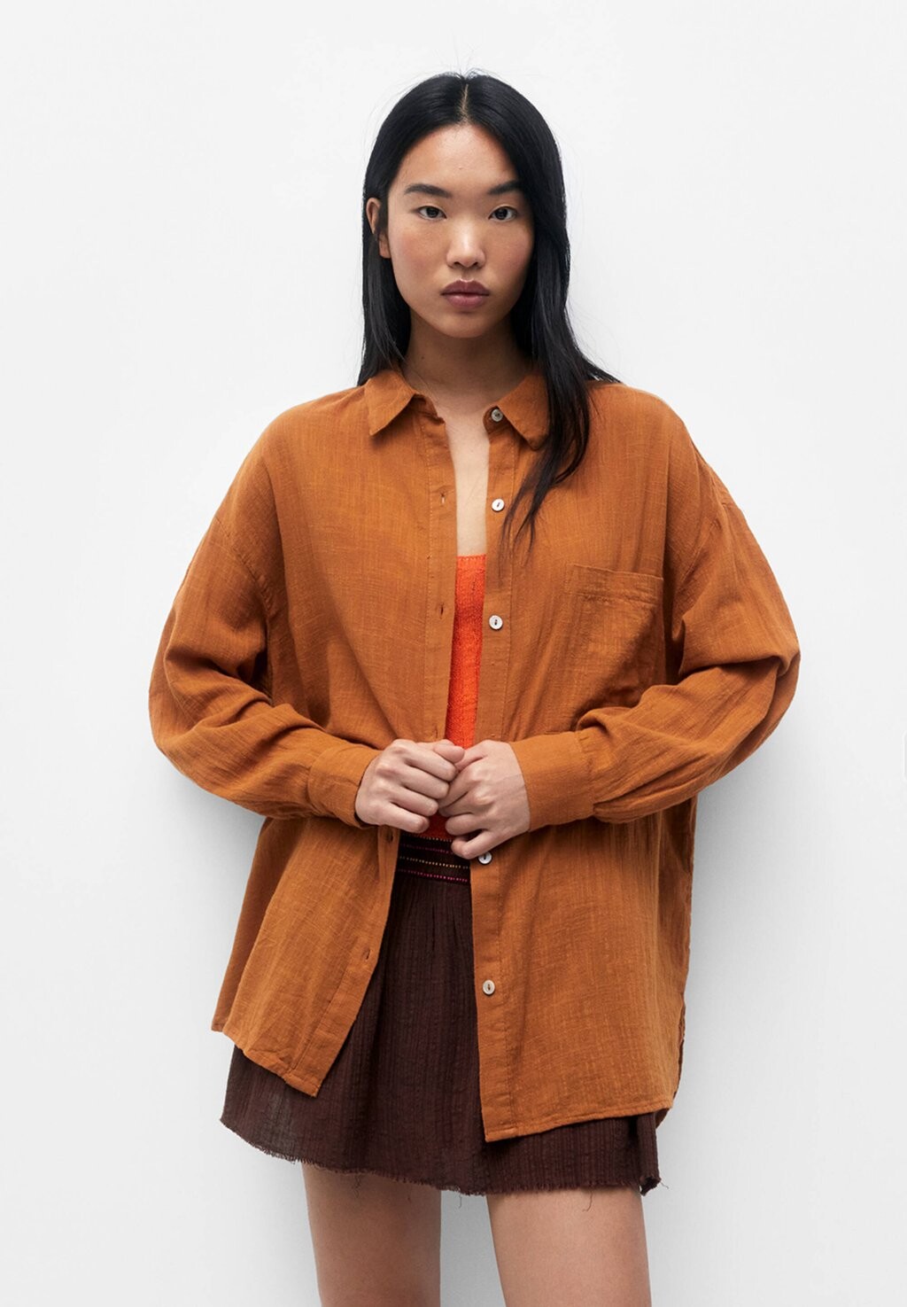 

Рубашка PULL&BEAR, коричневый