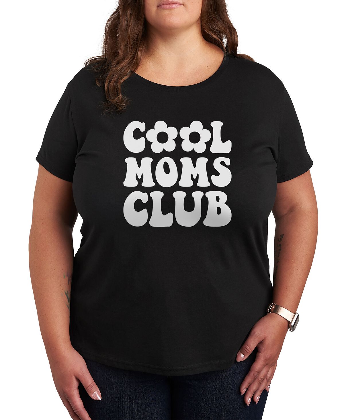 цена Модная футболка с рисунком больших размеров Cool Moms Club Air Waves, черный