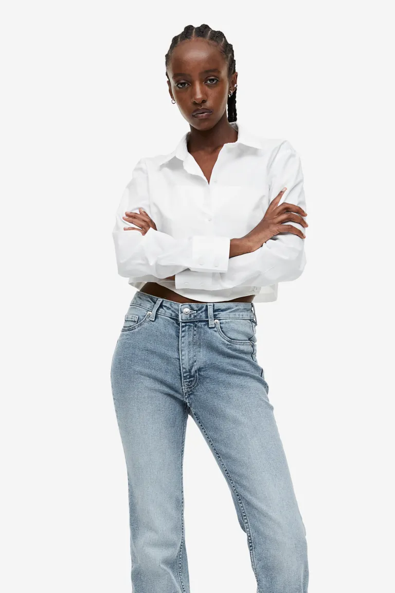 

Расклешенные высокие джинсы H&M, синий