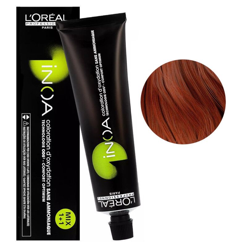 Перманентная краска для волос без аммиака 6.40 темно-русый медный интенсивный L'Oréal Professionnel Inoa, 60г