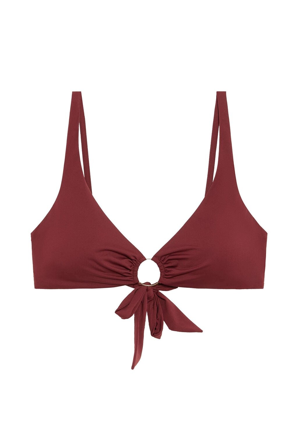 

Верх бикини RING HALTER OYSHO, цвет Mottled Dark Brown