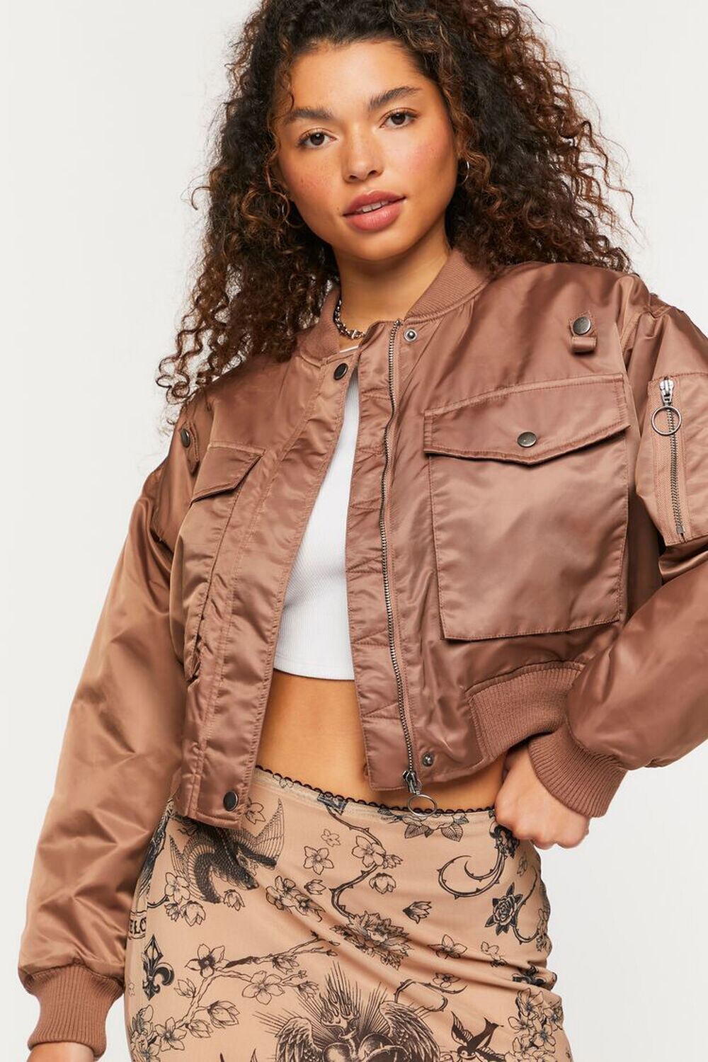 

Укороченный бомбер Forever 21, коричневый