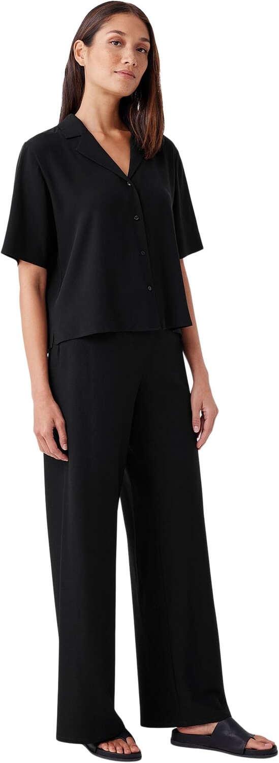 

Рубашка с вырезом на воротнике Eileen Fisher, черный