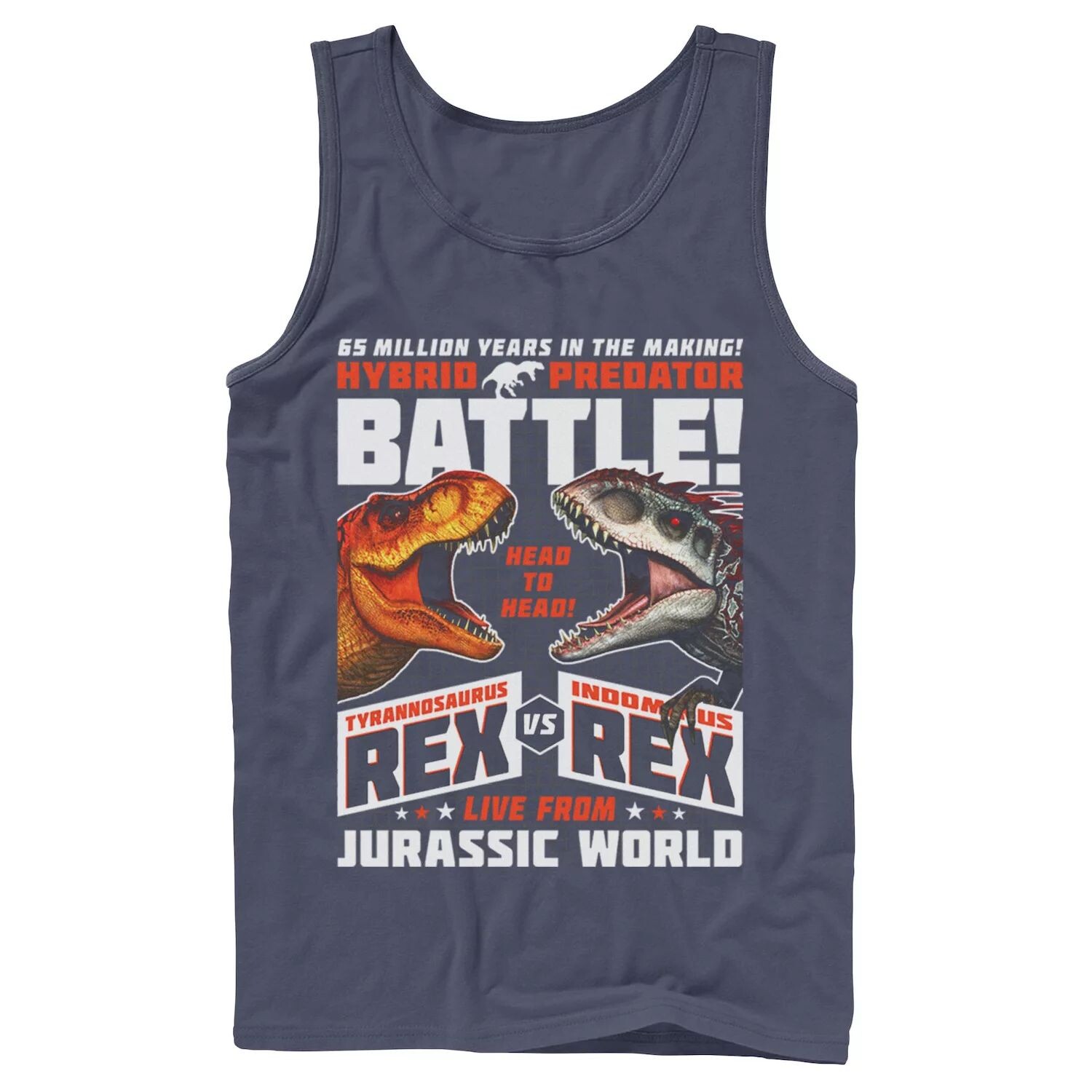 

Мужская майка с графическим плакатом «Мир Юрского периода T-Rex VS I-Rex Battle» Licensed Character