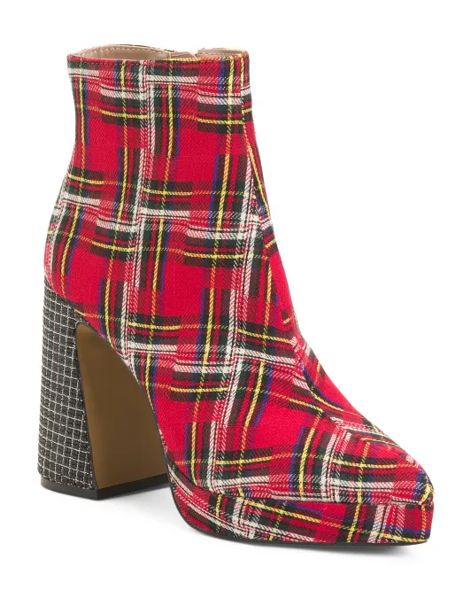 

Ботильоны Raylan на каблуке в клетку Betsey Johnson, цвет Red Plaid