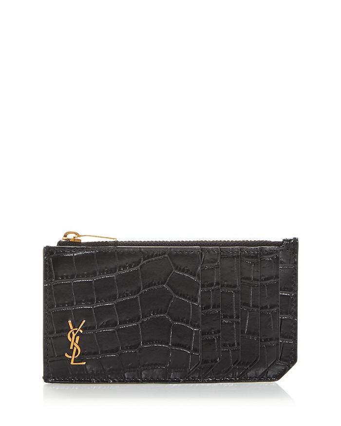 

Футляр для карт на молнии с тиснением под крокодила YSL Saint Laurent