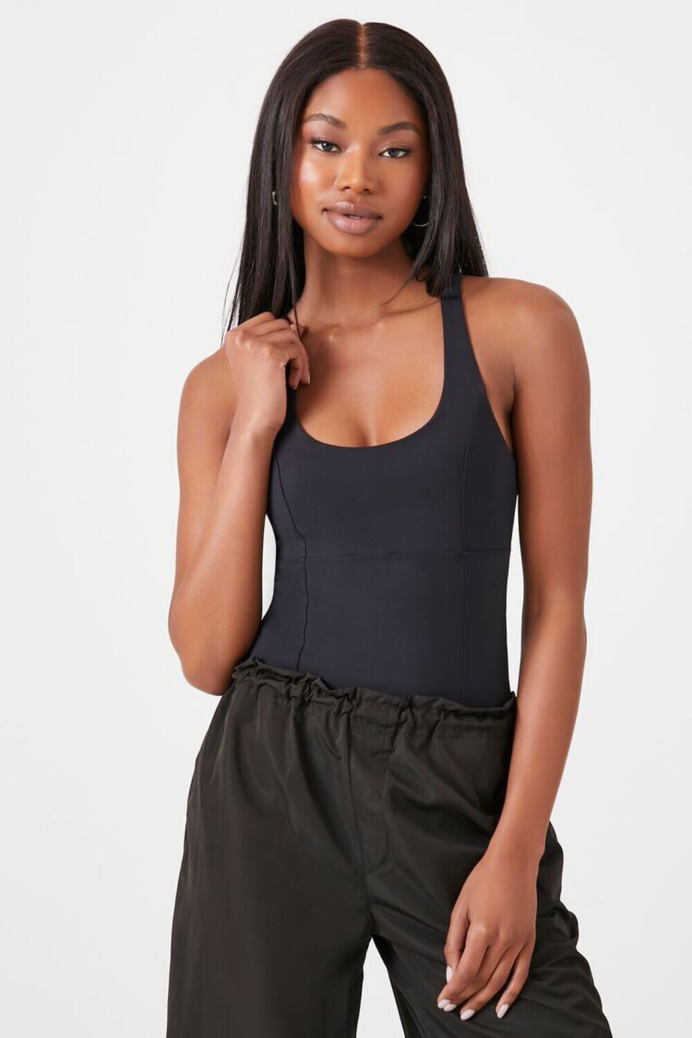 

Боди-майка с квадратным вырезом Forever 21, черный