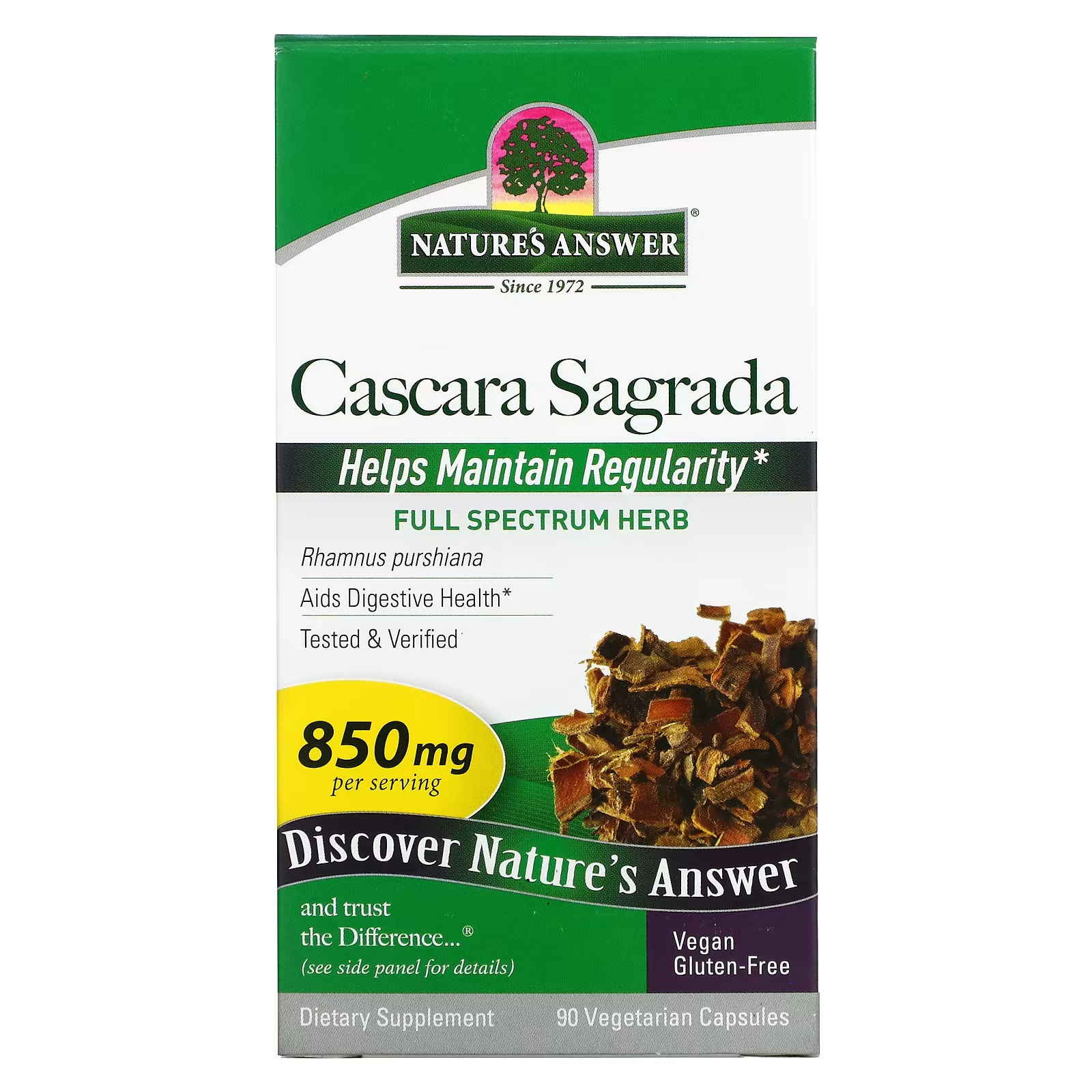 Каскара Саграда Nature's Answer 850 мг, 90 капсул каскара саграда swanson 450 мг 100 капсул