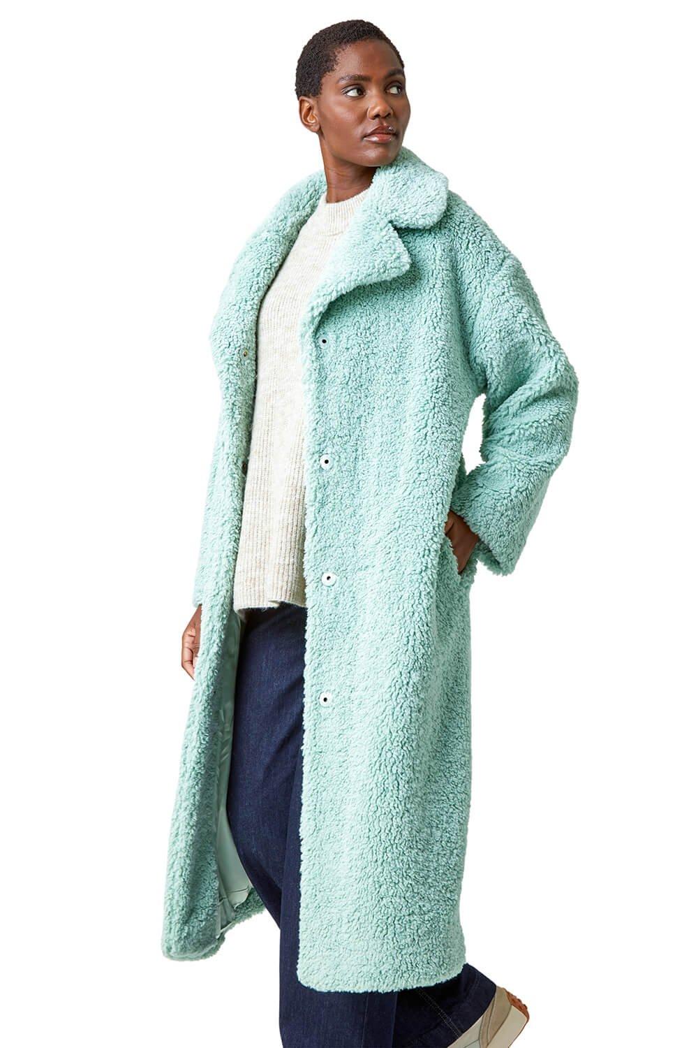 Длинное пальто из искусственного меха Teddy Borg Roman, зеленый женское пальто с меховой подкладкой длинное пальто с воротником из лисьего меха и подкладкой из кроличьего меха уличная зимняя одежда