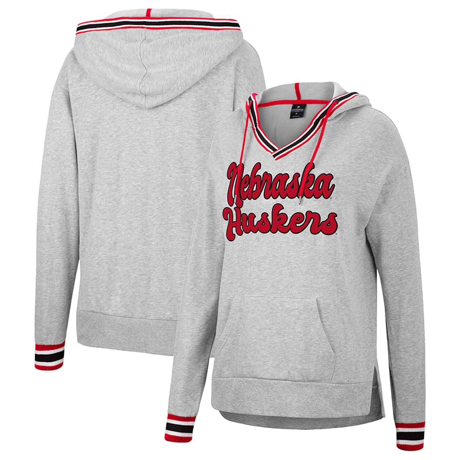 

Женский пуловер с капюшоном Colosseum Heathered Grey Nebraska Huskers Andy с v-образным вырезом Colosseum