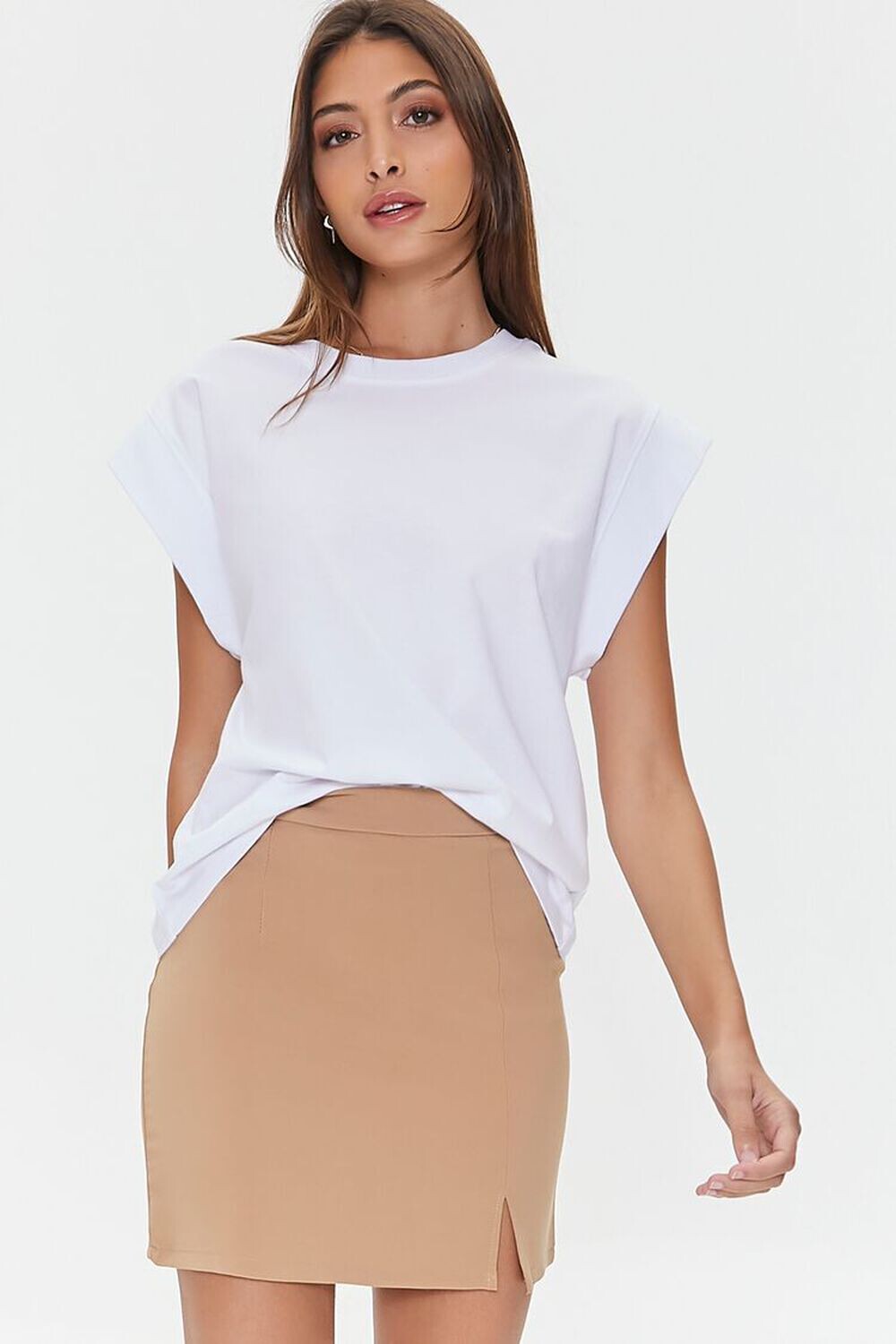 

Приталенная мини-юбка с высокой посадкой Forever 21, хаки