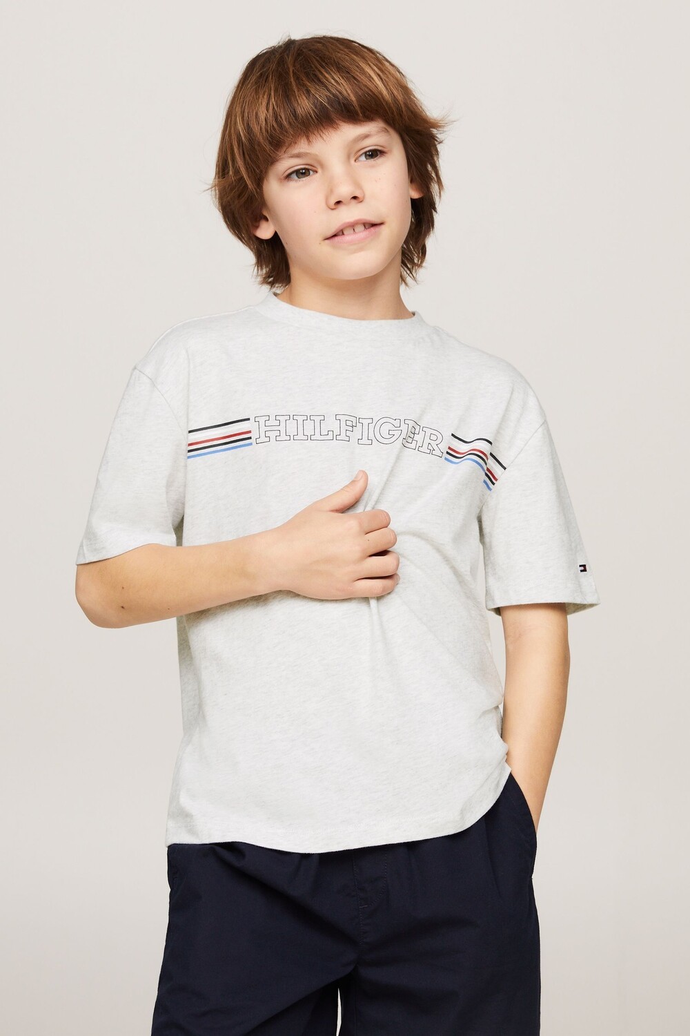 

Полосатая футболка с логотипом Tommy Hilfiger, серый