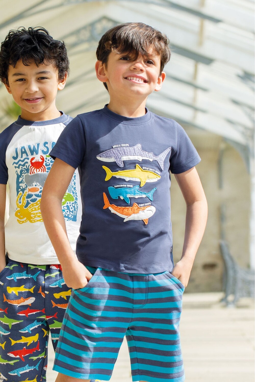 

Полосатые шорты из органического хлопка Frugi, синий