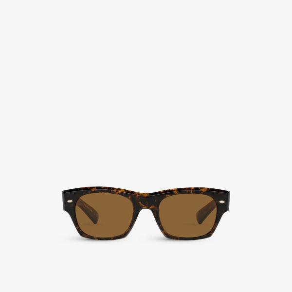 OV5514SU Kasdan солнцезащитные очки из ацетата черепаховой расцветки в прямоугольной оправе Oliver Peoples, коричневый