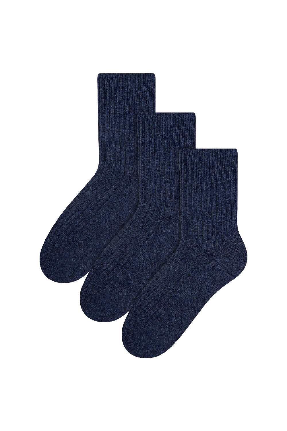 3 пары шерстяных зимних легких теплых носков Steven, синий