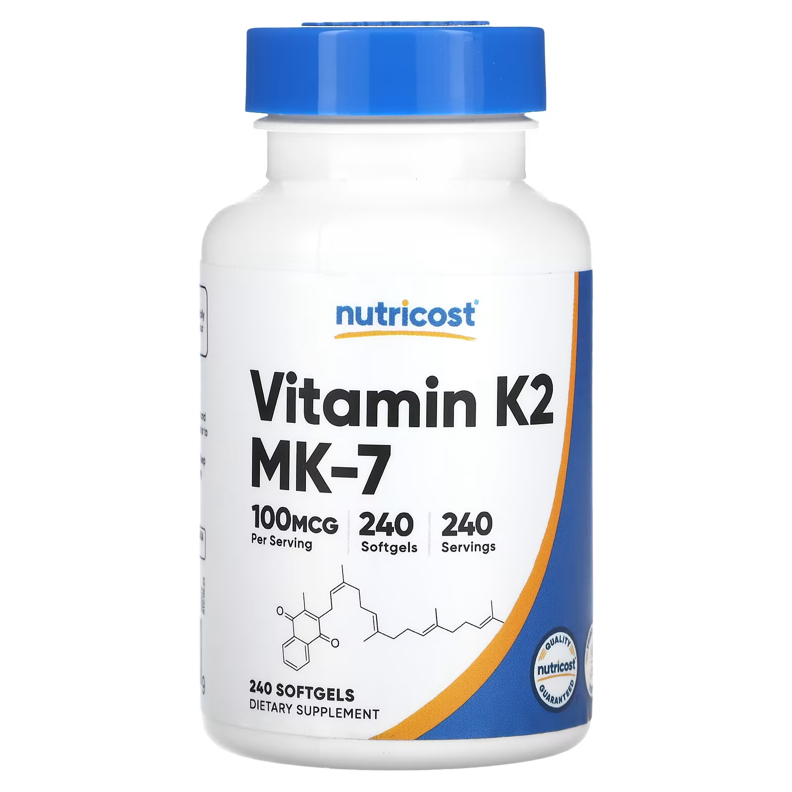 Витамин K2 Nutricost MK-7 100 мкг, 240 таблеток nutricost витамин k2 mk 7 100 мкг 240 мягких таблеток