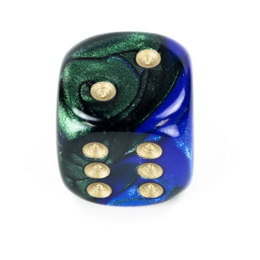 

d6 20 мм Сине-зеленый с золотом (2), Dice - Gemini - d6 20mm (Chessex)