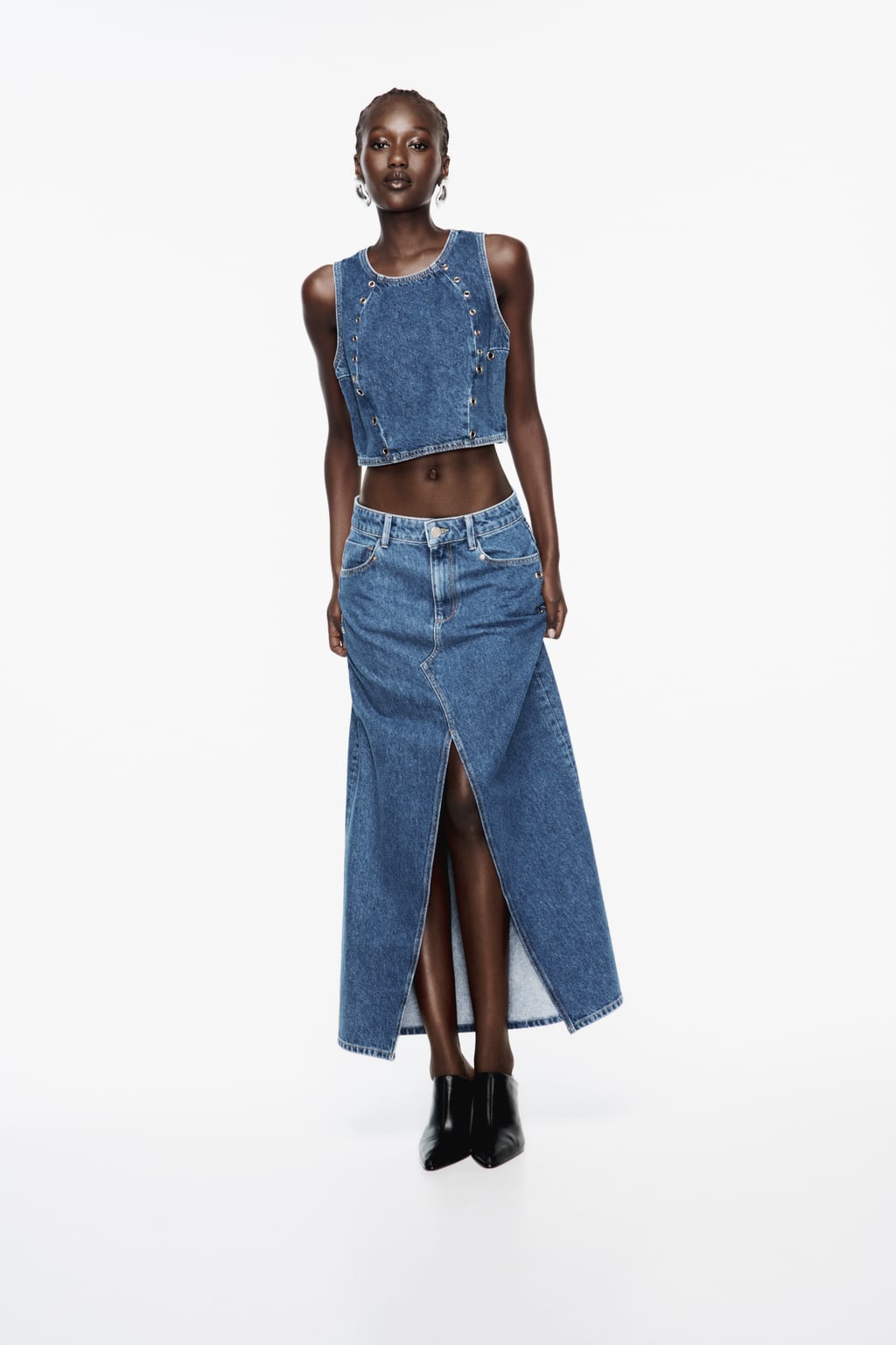 

Джинсовая юбка Z1975 с люверсами ZARA, синий