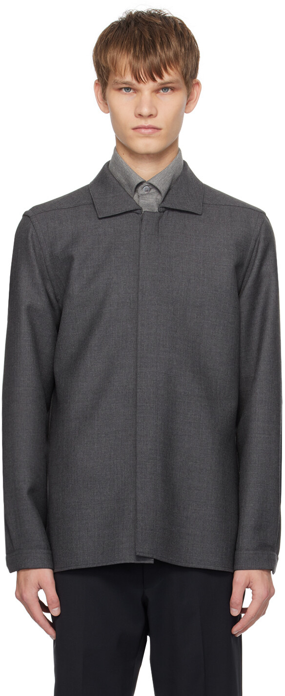 

Серая рубашка с раздвинутым воротником ZEGNA