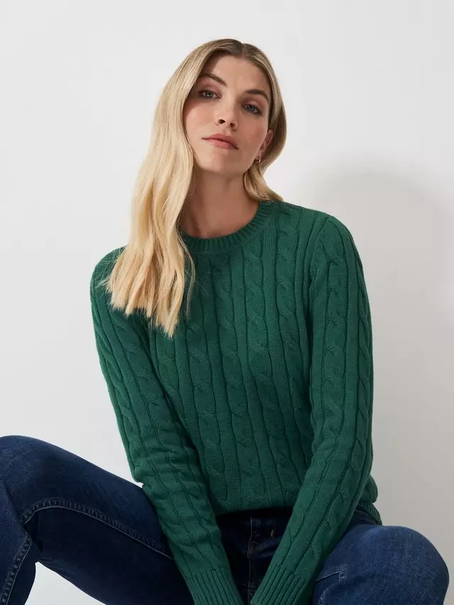 

Джемпер Crew Clothing Heritage Chunk Cable Knit Cashmere Blend, цвет bottle green