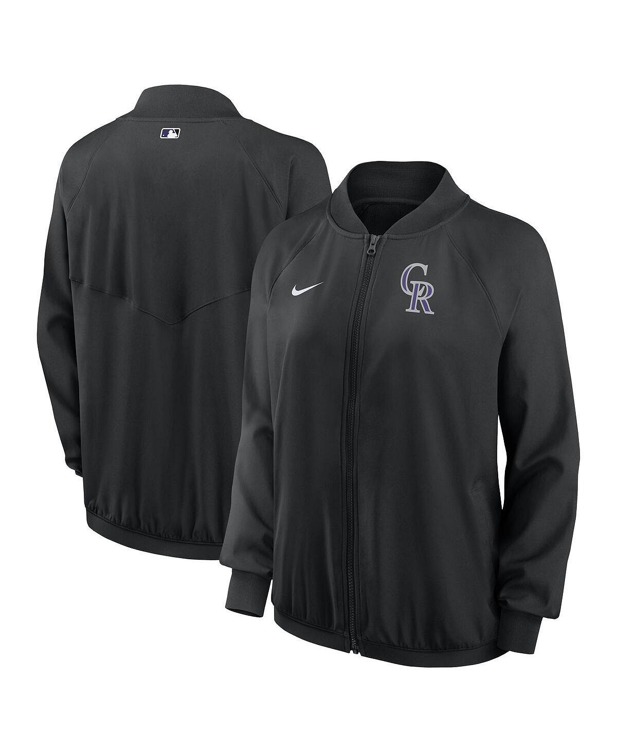 

Черная женская куртка с молнией во всю длину Colorado Rockies Authentic Collection Team Raglan Performance Nike, черный