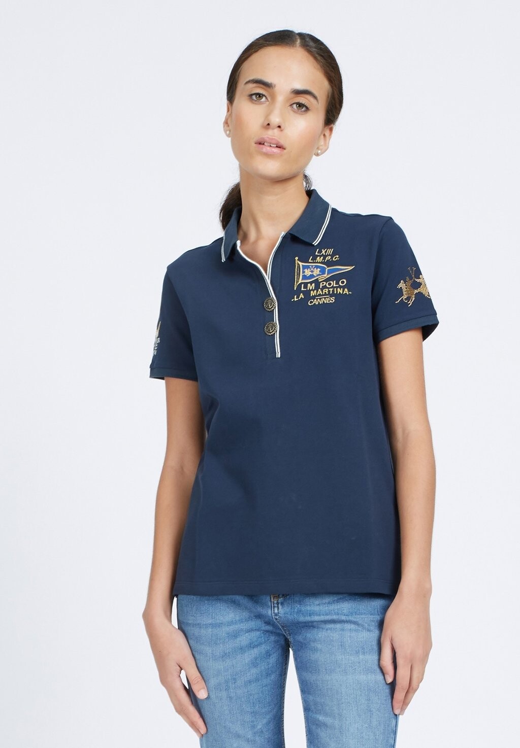 

Поло SHORT-SLEEVED POLO SHIRT La Martina, голубовато-серый