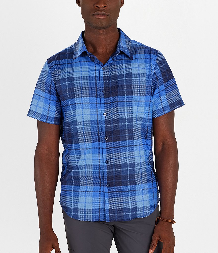 Рубашка в клетку Marmot Aerobora с короткими рукавами, синий