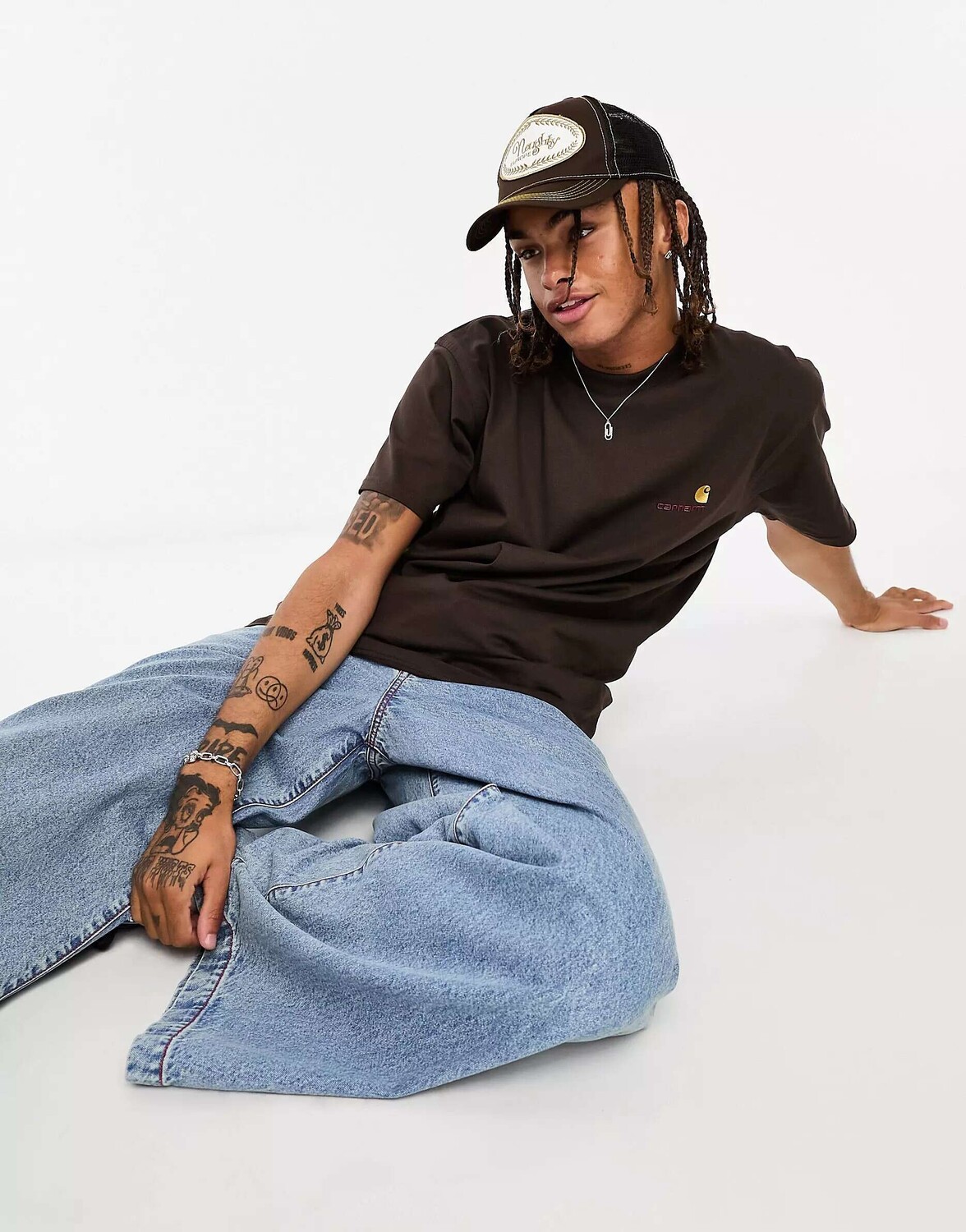 

Коричневая футболка Carhartt WIP с американской надписью, Коричневый