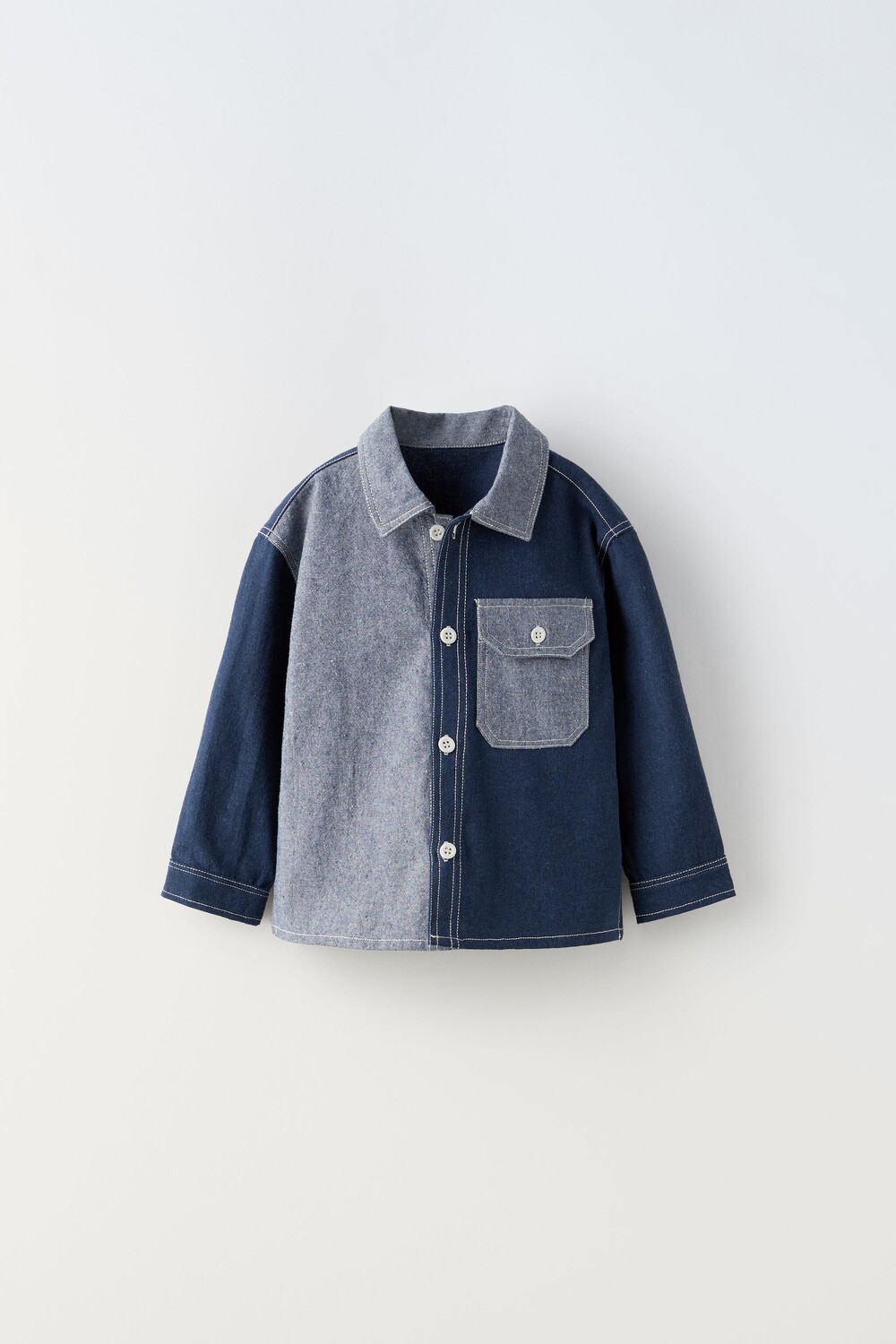 

Рубашка в лоскутках Zara, синий