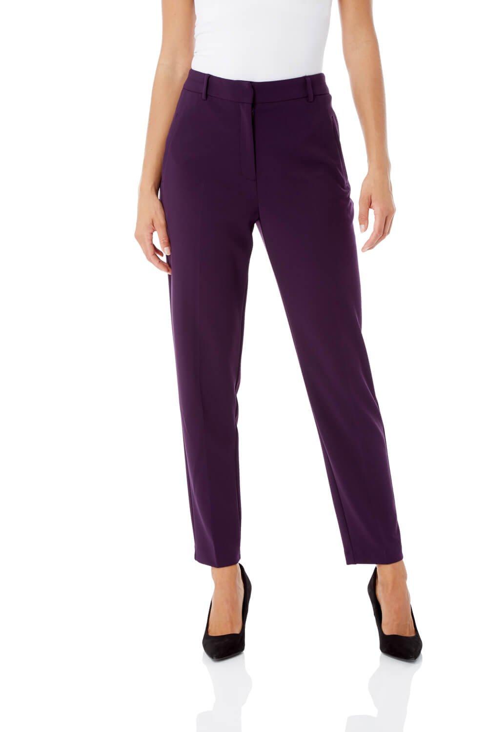 Короткие прямые эластичные брюки Roman, фиолетовый фото