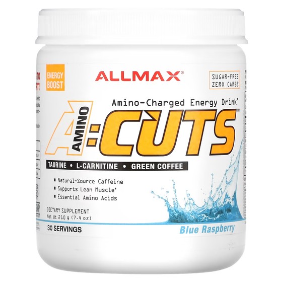 Энергетический напиток ALLMAX ACUTS с аминокислотами, голубая малина allmax nutrition acuts энергетический напиток с аминокислотами розовый лимонад 210 г 7 4 унции