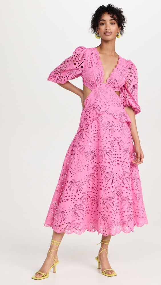 

Платье миди FARM Rio Pink Richilieur, розовый