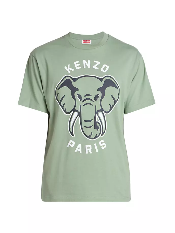 

Футболка с круглым вырезом и логотипом слона Kenzo, цвет almond green