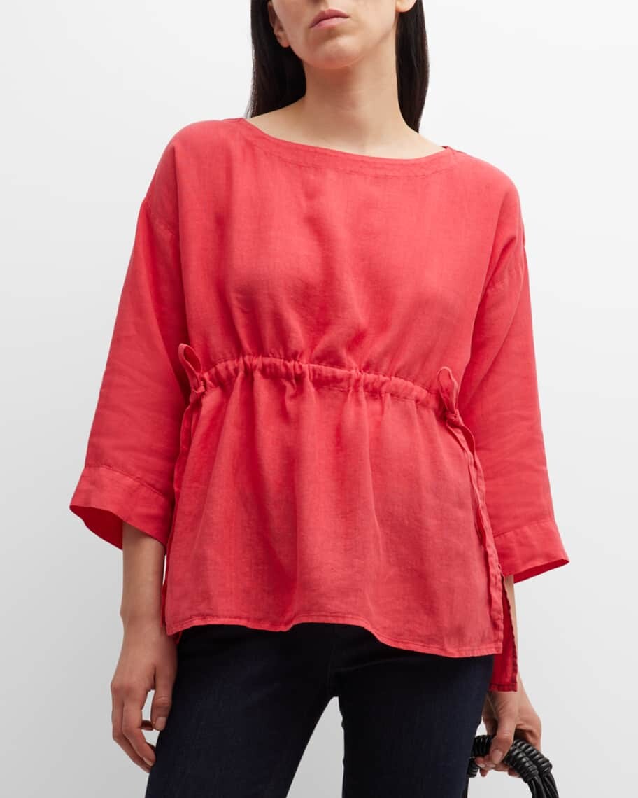 

Льняной топ с рукавами 3/4 и кулиской Eileen Fisher
