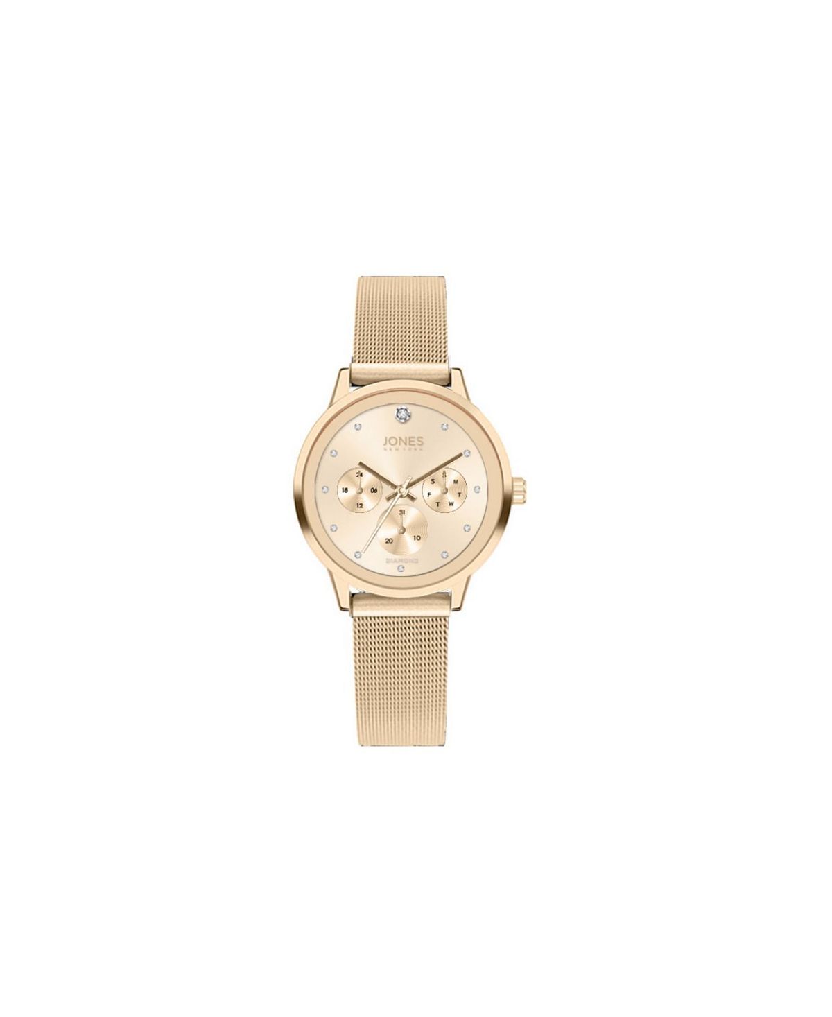 цена Женские часы-браслет с блестящей золотистой сеткой, 34 мм Jones New York