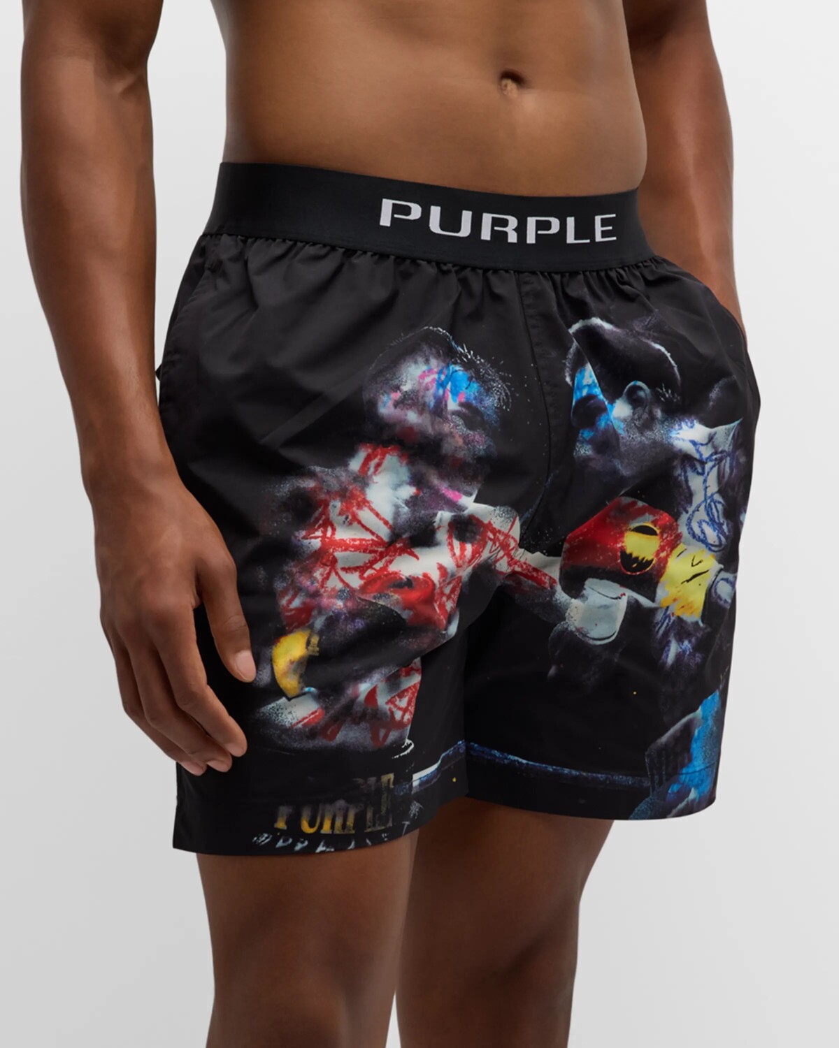 

Мужские шорты для плавания с полосками с логотипом и принтом PURPLE, цвет Black