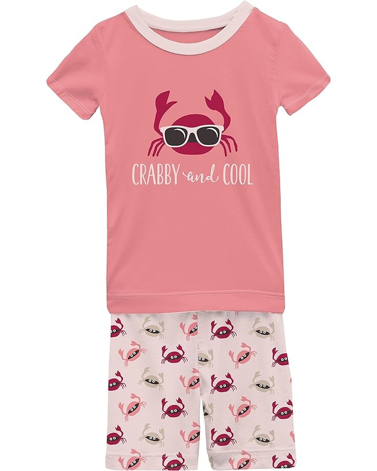 

Пижамный комплект Kickee Pants Short Sleeve Graphic Pajama Set with Shorts, цвет Macaroon Crabs
