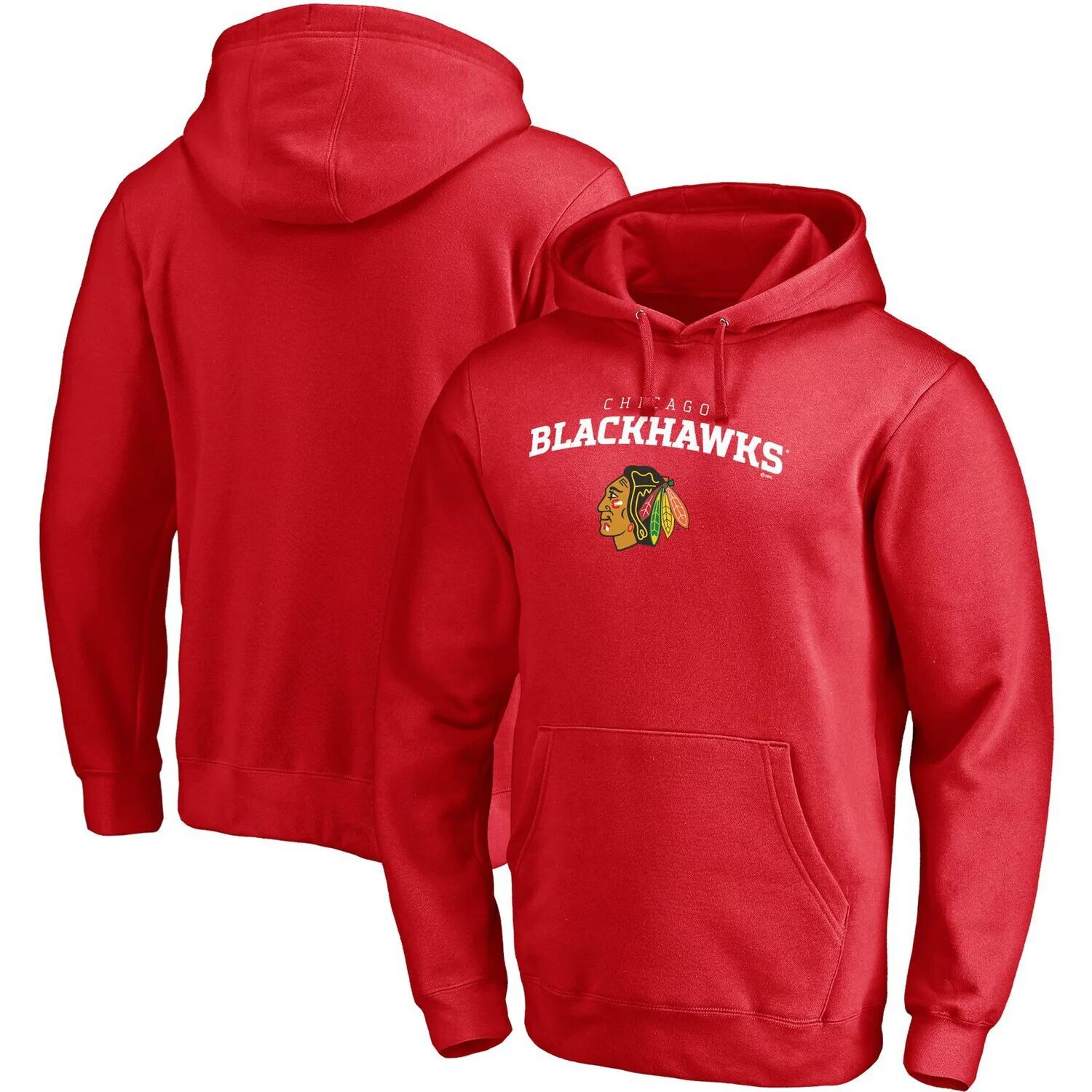 

Мужская красная приталенная толстовка с капюшоном команды Chicago Blackhawks Team Lockup Fanatics, Красный