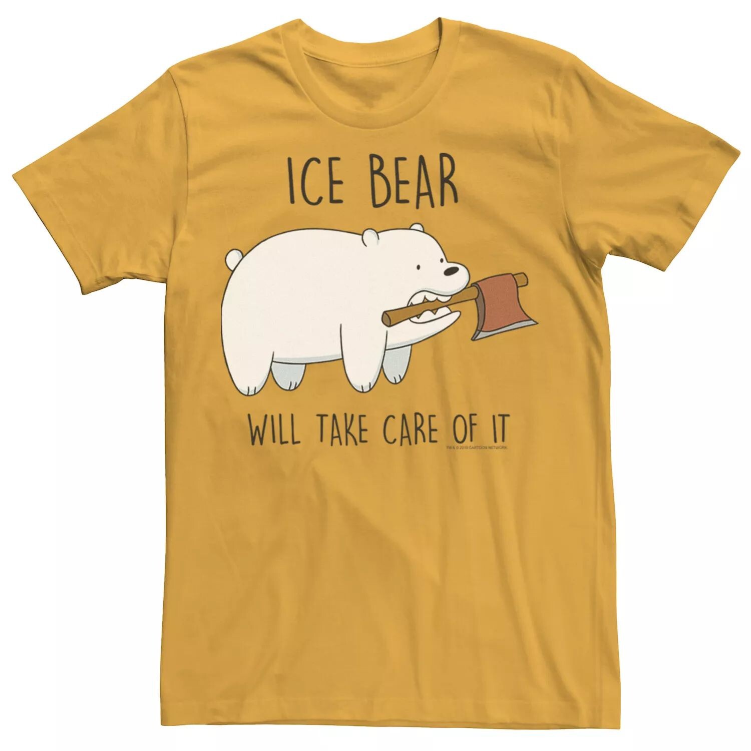 

Мужская футболка с топором Cartoon Network We Bare Bears Ice Bear Take Care Of It Licensed Character, золотой, Желтый
