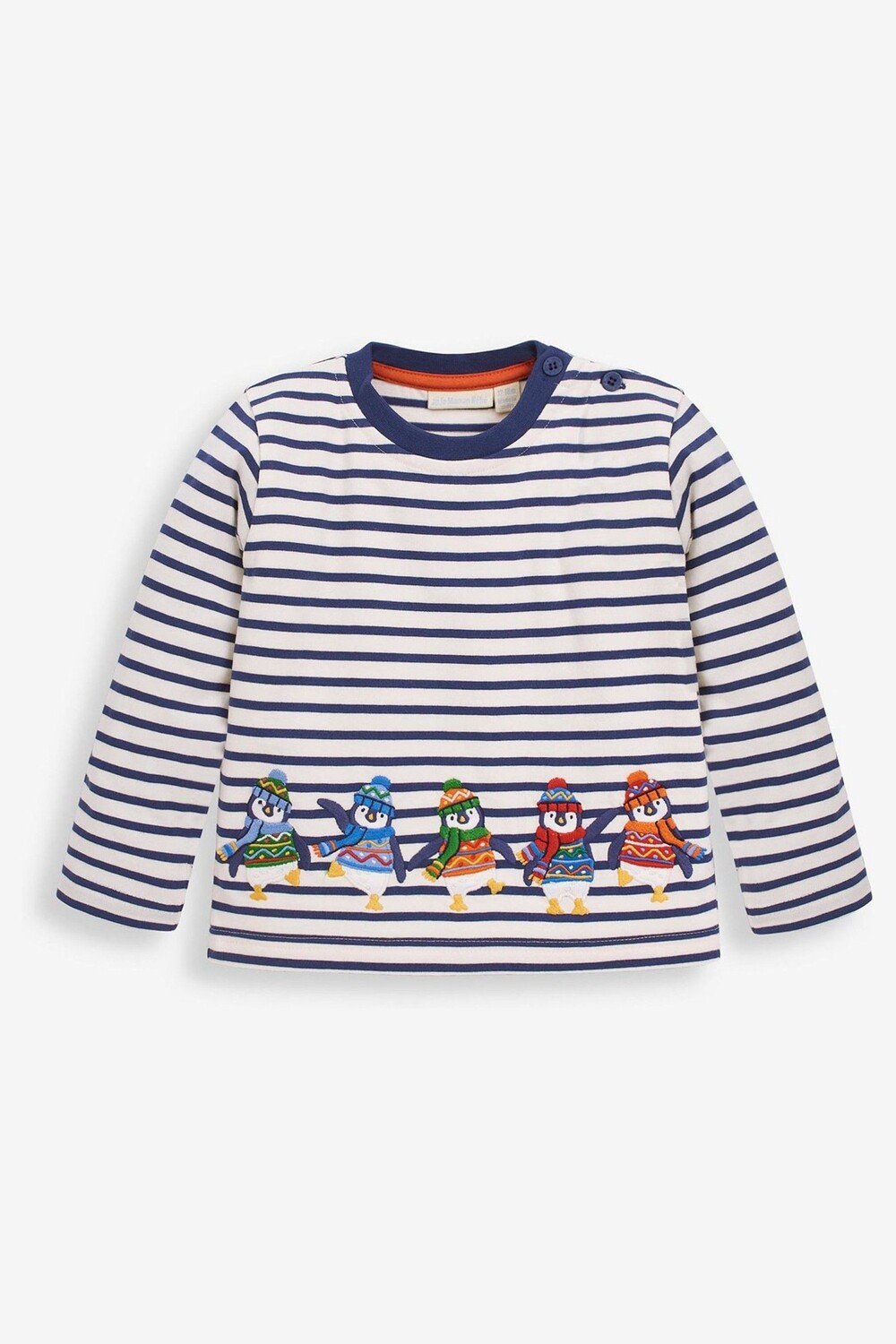

Полосатый топ JoJo Maman Bébé Penguin с аппликацией Jojo Maman Bébé, синий