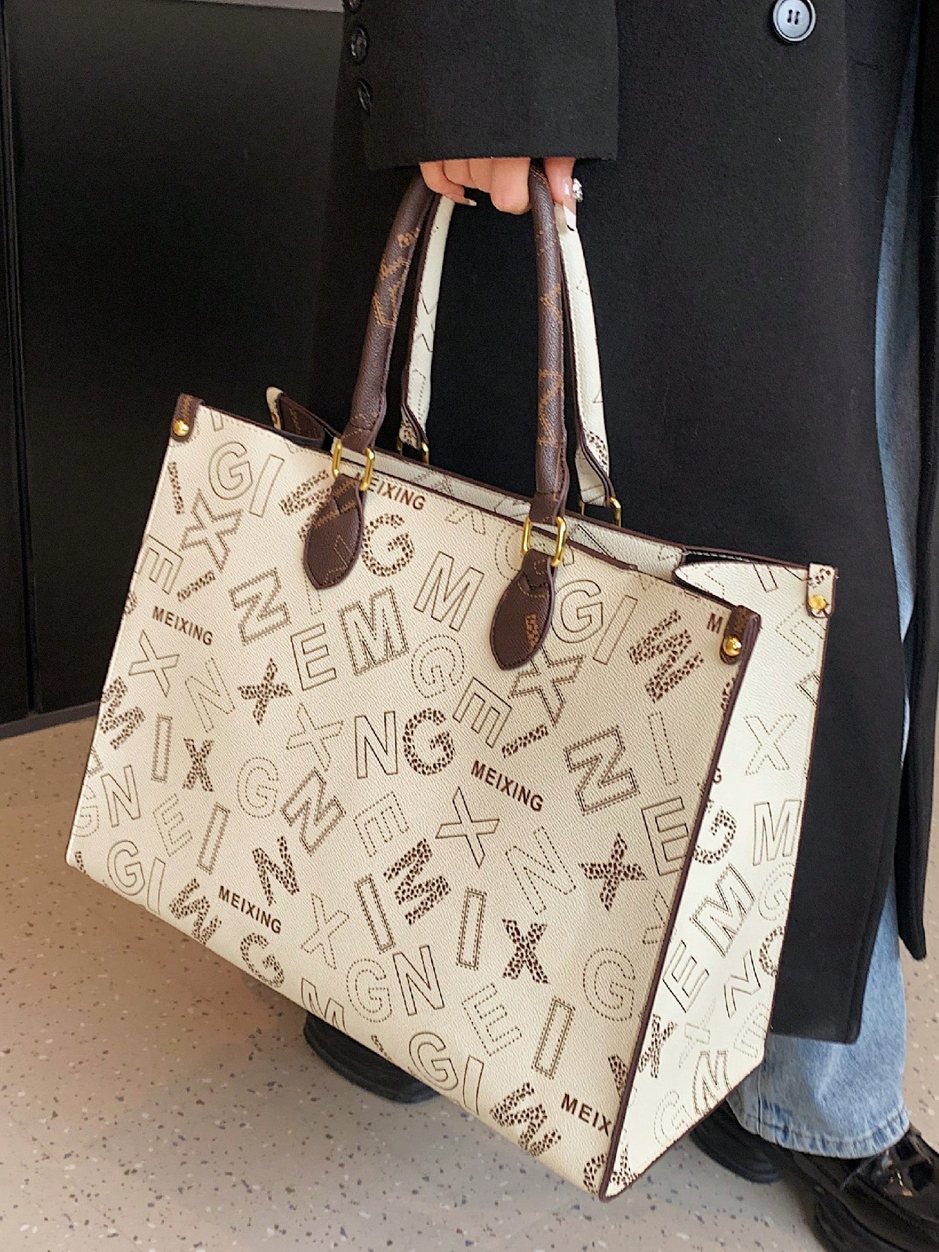 Французская модная классическая дорожная сумка для покупок с двойным блоком, многоцветный