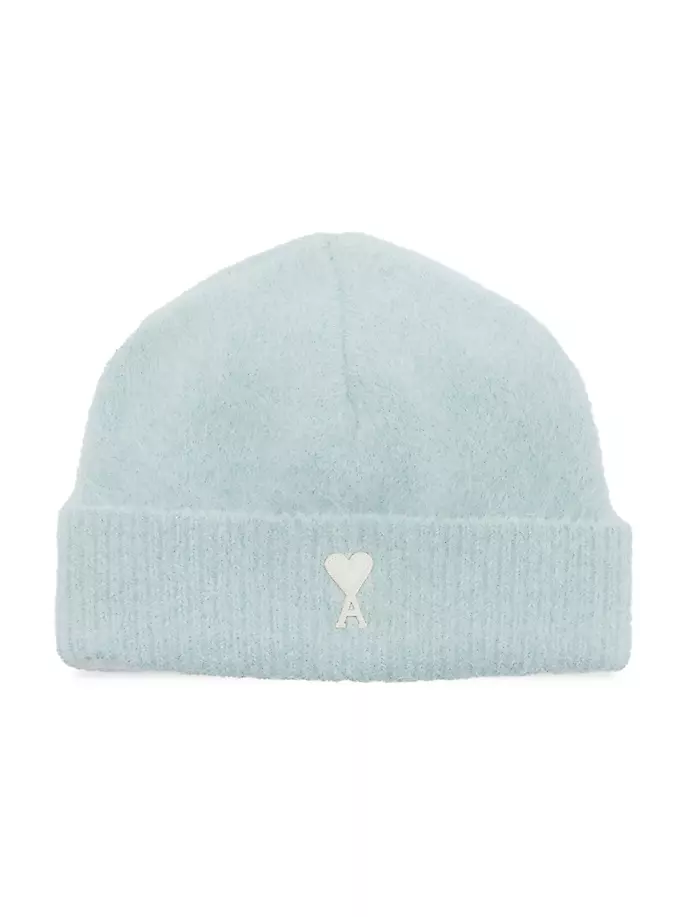

Шапка-бини из альпаки с логотипом ADC Ami Paris, цвет aquamarine ivory