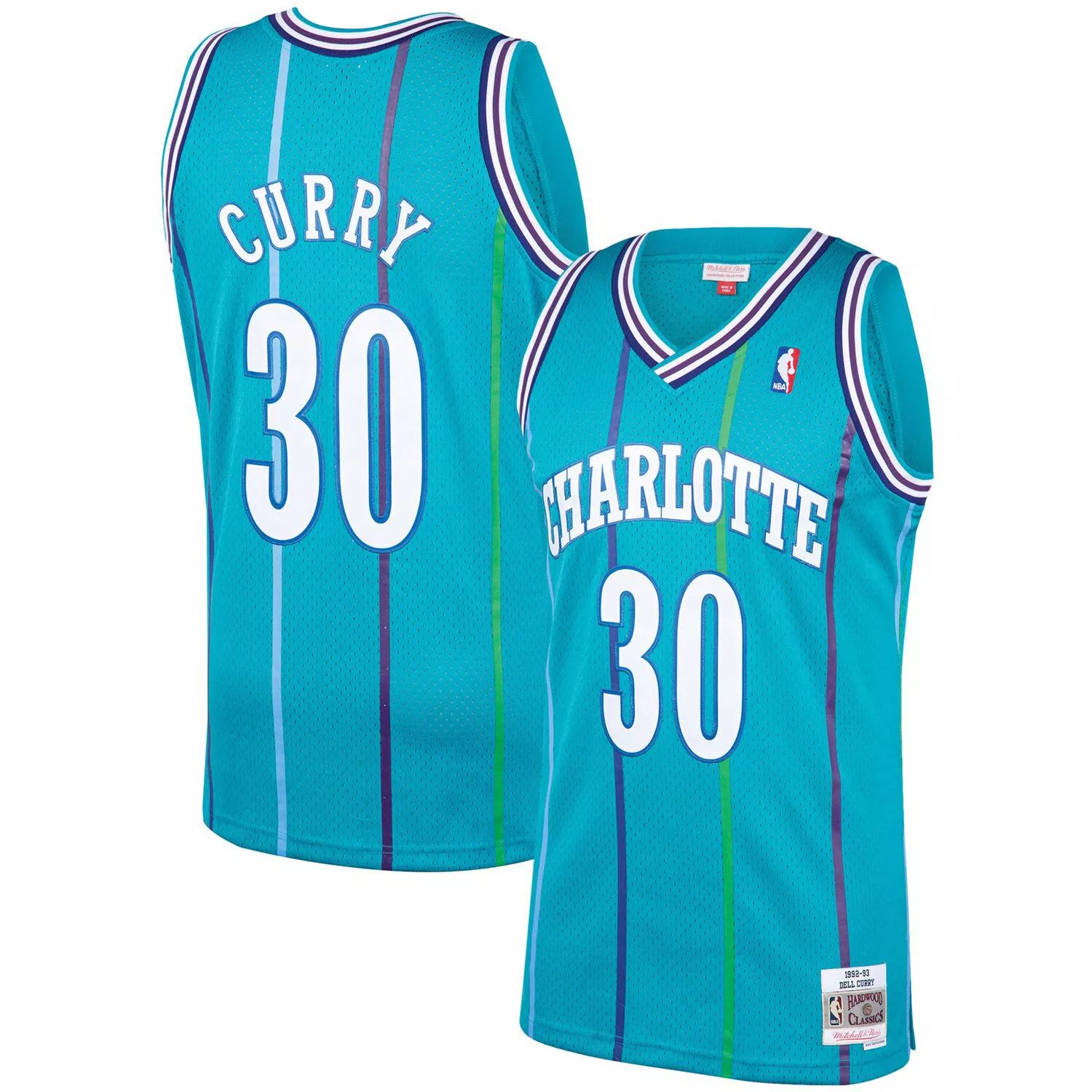 

Мужская майка Mitchell & Ness Dell Curry Teal Charlotte Hornets 1992-93 Hardwood Classics Swingman Player